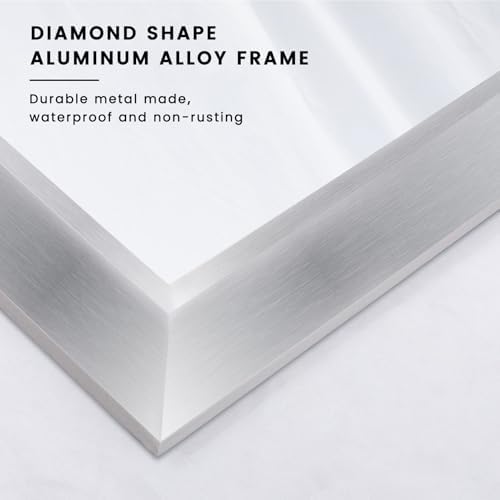 Amorho Bathroom Mirror for Wall 24x30 Inch, Brushed Silver Metal Framed - Image 2