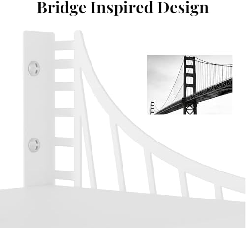 SRIWATANA White Bridge-Design Wood Floating Wall Shelves - Image 5