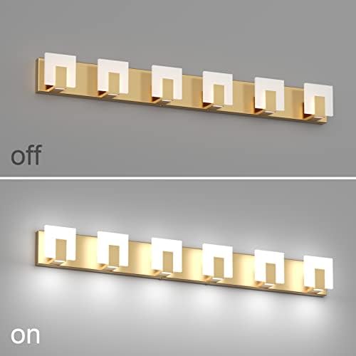 Aipsun Gold Vanity Lighting Fixtures Modern Vanity Lights LED 6 Lights Bathroom - Image 3