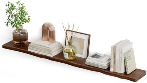 Organic Wavy Edge Floating Shelves, Hidden Brackets, 1 Pack 55 in by Unknown