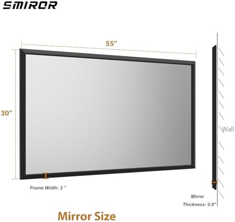 SMIROR 55x30 Matte Black Bathroom Vanity Mirror - Image 5