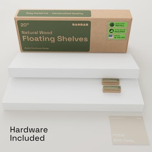 Solid Wood Floating Shelves for Wall 20 Inch White, Wooden Bathroom Shelf - Image 6