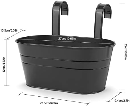 Hanging Planters, 10.6" Metal Railing Planters - Image 3