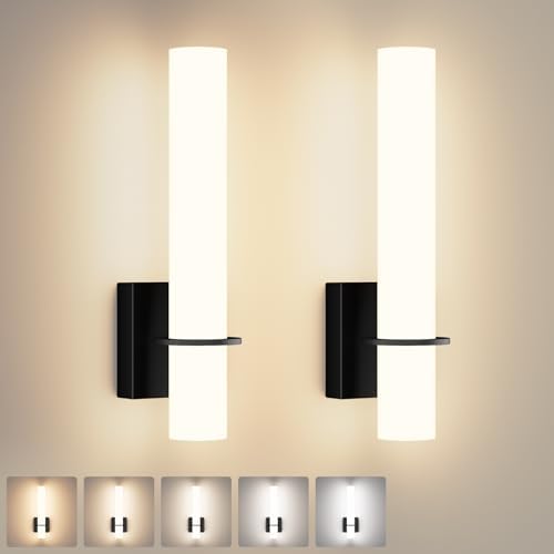 Hardwired Black Wall Sconces Set of 2, Modern Bathroom Sconce by Klighten