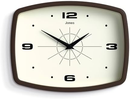 JONES CLOCKS® Movie wall Clock | Rectangular Retro Clock | 10" | Mocha Brown | by JONESCLOCKS