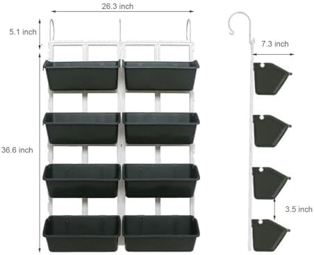 8 Pots Hanging Planter Stand, 26.3*7.3*36.6 In Vertical Garden Wall Planter - Image 2