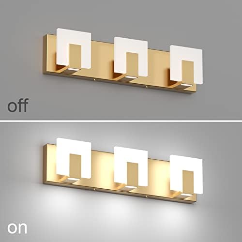 Aipsun Gold Bathroom Vanity Light Fixtures Modern LED 3 Lights Vanity Light - Image 3