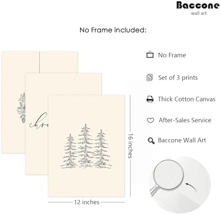 Baccone Christmas Wall Art Winter Xmas Canvas Decor Merry Christmas Wall Art - Image 2