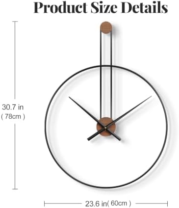Cuspin 24 Inch Large Wall Clock, Modern Black Metal Clocks - Image 5