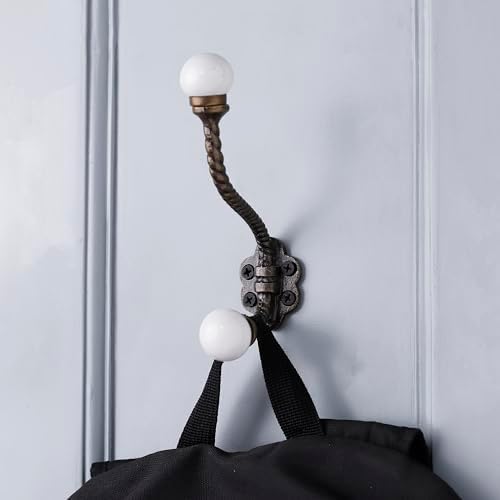 Indian Shelf 6 Piece Ceramic, Iron Double Wall Hooks - Image 3