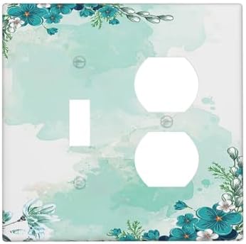 Wallplates Blue Green Flowers Light Green Watercolor Patterns 1 Toggle 1 Duplex by Lightswitchcovers