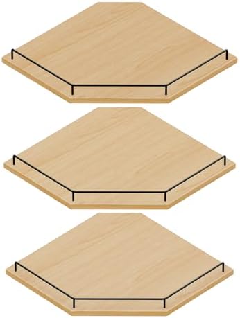 JJL Corner Shelf Wall Mounted, 12 Inches 3-Tier Floating Corner Shelf, Hexagon by Unknown