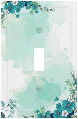 Decorative Light Switch Cover Blue Green Flowers Light Green Watercolor by Lightswitchcovers