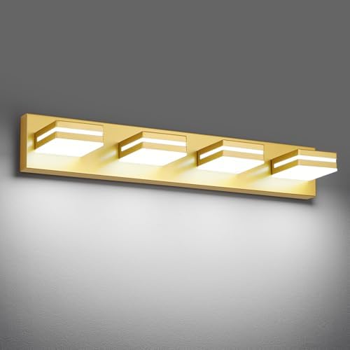 Modern LED Gold Acrylic Bathroom Lights Fixtures 4-Light by JZEKVN