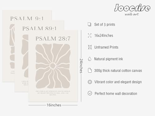 Joocrise Scripture Christian Wall Art Set of 3 Beige Bible Verses Wall Decor - Image 2
