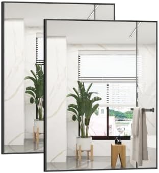 DESBING Black Bathroom Mirror for Wall, 2 Pack 18x24 Inch Rectangle Mirrors by DESBING