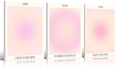 Framed 3 Piece Pink Gradient Aura Spiritual Canvas Wall Art Trippy Positive by Adyggefy