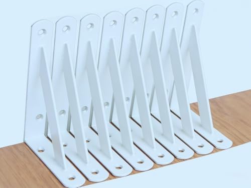8 Pack L6 x H 4" White Heavy Duty Shelf Brackets by MHMYDZ