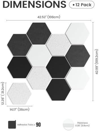 Fluxynara Extra Large 12-Pack Felt Bulletin Board Tiles, Concrete Echo - Image 2