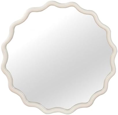 GDFStudio 36 Inch Wavy Round Solid Wood Frame Mirror, Bohemian Decorative Wall - Image 6