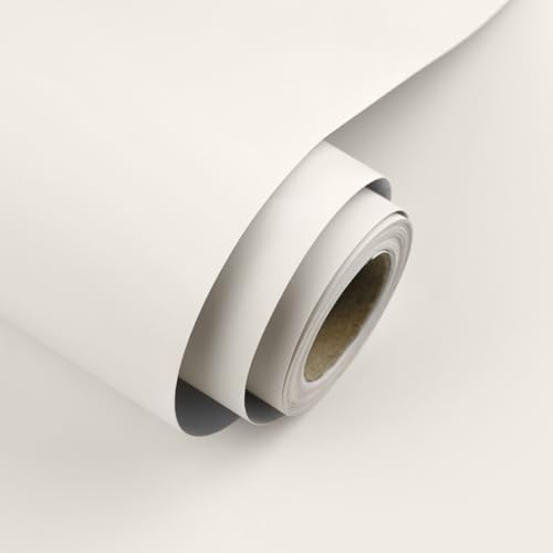 Cream Peel and Stick Wallpaper 23.6"x118" Solid Colour Contact Paper Modern by Uooar