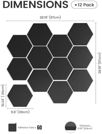 Fluxynara 12-Pack Hexagon Felt Bulletin Board Tiles - Image 2
