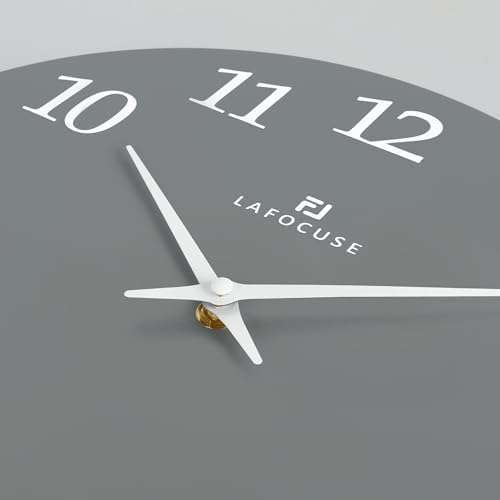 Lafocuse 12 Inch Wooden Modern Minimalist Gray Wall Clock Battery Operated - Image 7