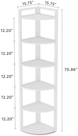Tribesigns 6 Tier Corner Shelf, 70.9 Inch Tall Corner Bookshelf Small Bookcase - Image 2