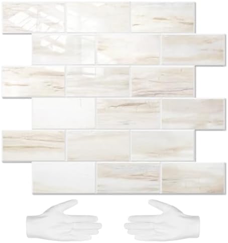 STICKGOO 10-Sheet Subway Tile Peel and Stick Backsplash, Wooden Grain by STICKGOO