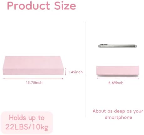15.7in Pink Floating Wall Shelves, Home Decor - Image 3