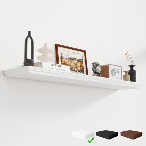 Fun Memories Floating Shelves 48 Inch Long, 9.3 Inch Deep Classic Crown Molding by FunMemories