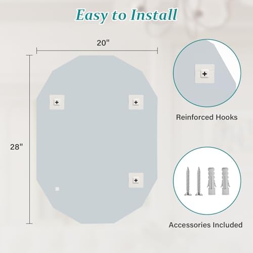 Pregaspor Single Beveled Edge Bathroom Vanity Mirror, Shatterproof Frameless - Image 6