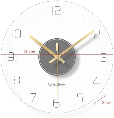 Creative Modern Round Wall Clock, Round Tempered Glass Clear Wall Clock - Image 2