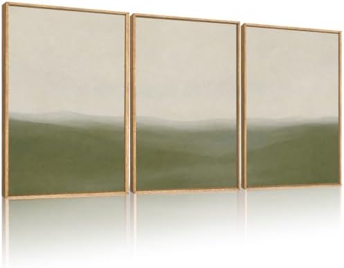 Aryroi Sage Green Abstract Landscape Framed Canvas Wall Art Set, Watercolor by Aryroi