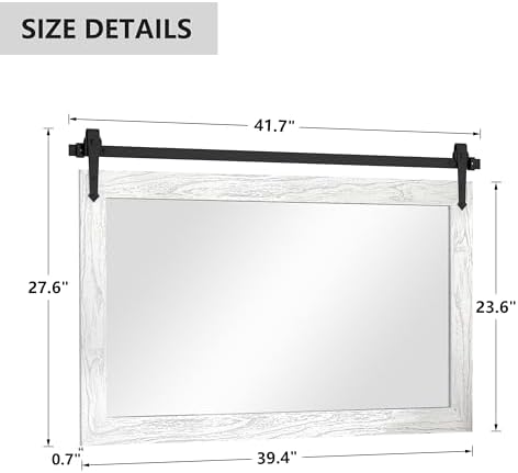 Farmhouse Mirror 42”x28” White Rustic Mirror - Image 5
