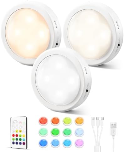 EZVALO 3-Pack Rechargeable Puck Lights by EZVALO