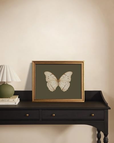 KBKBART Vintage Gold Framed Wall Art White Butterfly Canvas Print 12x16in - Image 4