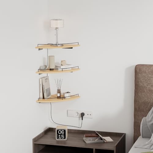 JJL Corner Shelf Wall Mounted, 12 Inches 3-Tier Floating Corner Shelf, - Image 4