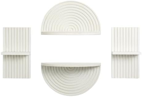 American Art Decor White Boho Arched Lunar Ledges Wall Shelf Set, 4 Piece by AmericanArtDecor