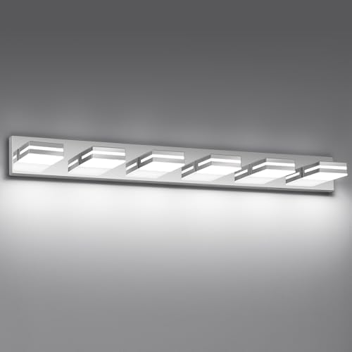 Modern LED Stainless Steel Chrome Acrylic Bathroom Lights Fixtures 6-Light by JZEKVN