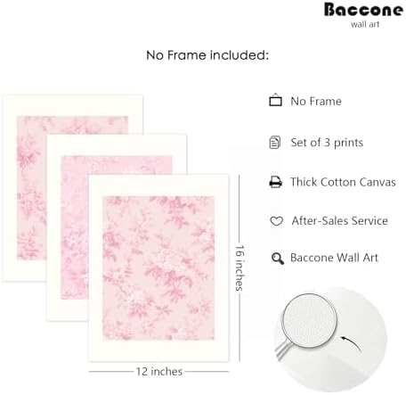 Baccone Pink Floral Wall Art Chinoiserie Flower Wall Decor Pictures Aesthetic - Image 2