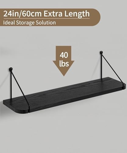Afuly Black Floating Shelves for Wall, 24in Shelf - Image 4