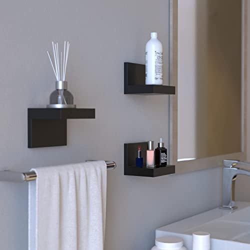 RICHER HOUSE 3-Set Small Floating Wall Shelf, No Drill Bathroom Shelf Black - Image 6