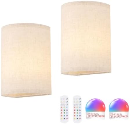 Shenmoyl Battery Operated Wall Sconce Set of 2, Rechargeable 6000mAh Magnetic by Shenmoyl