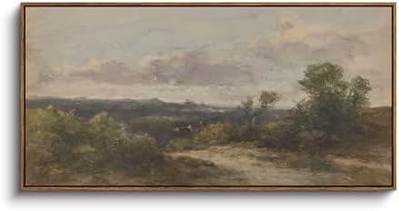 InSimSea Extra Large Framed Vintage Wall Art, Hill Sky Landscape by InSimSeaArt