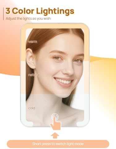 OMIRO 8 x 5 in Travel Lighted Makeup Mirror, Desk Mirror - Image 3