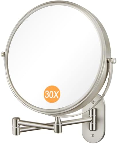 1X/30X Wall Mounted Makeup Mirror, 8 Inch Double-Sided Magnifying Mirror by DECLUTTR