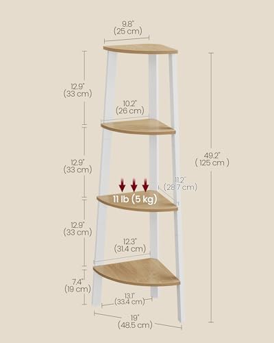 VASAGLE 4-Tier Corner Shelf Stand, Modern Ladder Shelf - Image 3