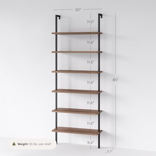 Nathan James Theo 6-Shelf Tall Bookcase, Wall Mount Bookshelf - Image 2
