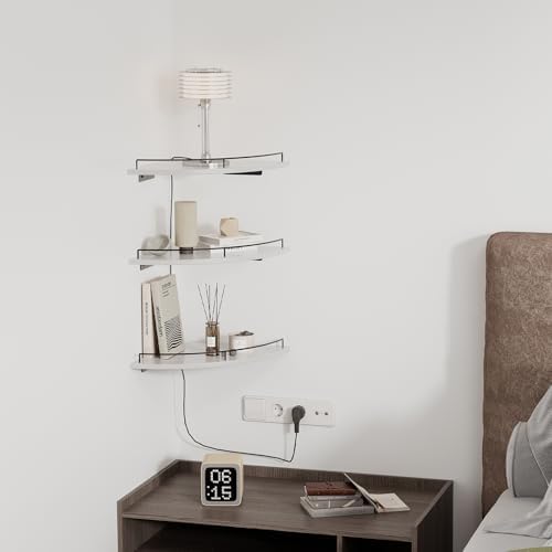 JJL Corner Shelf Wall Mounted, 12 Inches 3-Tier Floating Corner Shelf, - Image 4